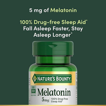 Nature's Bounty Melatonin, 100% Drug Free Sleep Aid, Dietary Supplement, Promotes Relaxation and Sleep Health, 5mg, 90 Softgels (Pack of 1)