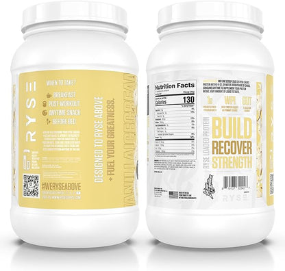 RYSE Loaded Protein Powder - Vanilla Ice Cream - 25g Whey Protein Isolate & Concentrate with Prebiotic Fiber & MCTs - Low Carb, Low Sugar, Digestive-Friendly - 27 Servings / 2 lb Tub