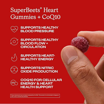 Humann SuperBeets Heart Gummies Advanced - CoQ10 150 mg Plus Beet Root Powder & Grape Seed Extract, 120 Count