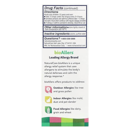 NaturalCare bioAllers Tree Pollen Homeopathic Liquid Drops, 1 Fl Oz | Cedar Fever | May Help Relieve Sinus Pressure, Congestion, Sneezing, Runny Nose
