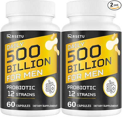Probiotics for Men, 500 Billion CFUs & 12 Strains Mens Probiotic with Turmeric Cranberry, Goji, Gut Health for Men, for Digestive Health, Gut, Bloating & Gas, Immune, Energy Support, 60-Day Supply