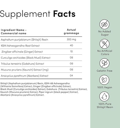 Man Matters Himalayan Shilajit Gummies 3000mg | Lab Tested | No Added Sugar | Ashwagandha, Gokshura | 75% + Fulvic Acid & 85+ Trace Minerals | Shilajit for Men | Non-GMO | 100% Natural | 60 Gummies