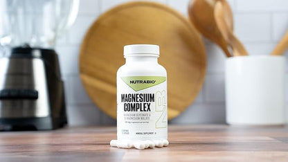 NutraBio Magnesium Complex Supplement, Magnesium Glycinate for Sleep, Biglycinate, D-Magnesium Malate, Muscle & Nerve Support, for Men and Women, 120 Vegetable Capsules