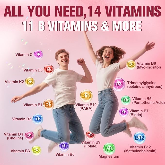 Ultra Methylated Vitamin B Complex Sugar Free Gummies - All B Vitamins + Vitamin C D3 K2 Ashwagandha Magnesium Omega 3 CoQ10 for Women Men - Methyl Vitamin B12, Methylfolate, B1, B2, B3, B5, B6, B7 B9