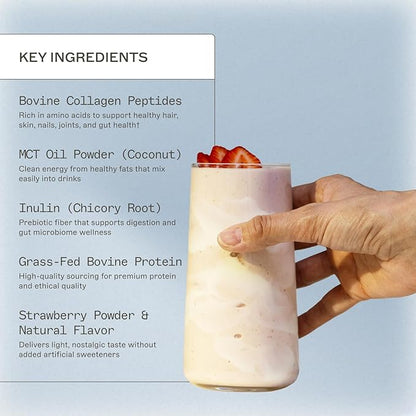Amy Myers MD Paleo Protein Powder - Strawberries & Cream, 20 Servings - Collagen-Based Gut Function Support - Gluten-Free & Non-Dairy Protein Supplement