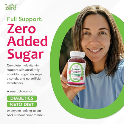 YUM-V'S Multivitamin for Women & Men – Sugar Free Multivitamin Gummies – Zero Sugar Gummy with Chromium, Thiamine & Magnesium – Keto-Friendly Daily Vitamin Gummy – Raspberry (60 Count (Pack of 2))