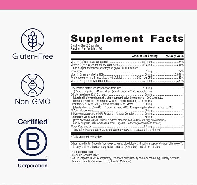 Metagenics EstroFactors - Estrogen Metabolism & Detox Support with Beta-Carotene, Curcumin & Phytonutrients - Supports Women's Health, Heart & Menopause Relief* - Non-GMO Gluten-Free - 60 Tablets