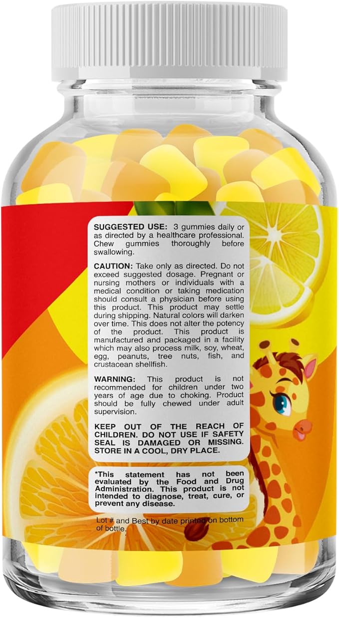 Kids Omega and DHA Gummies - Fatty Acids Omega 3 6 9 with Vitamin C for Vision - Nutritional DHA for Kids for Healthy Nervous System & Focus Support - Fish Free - 60 Count