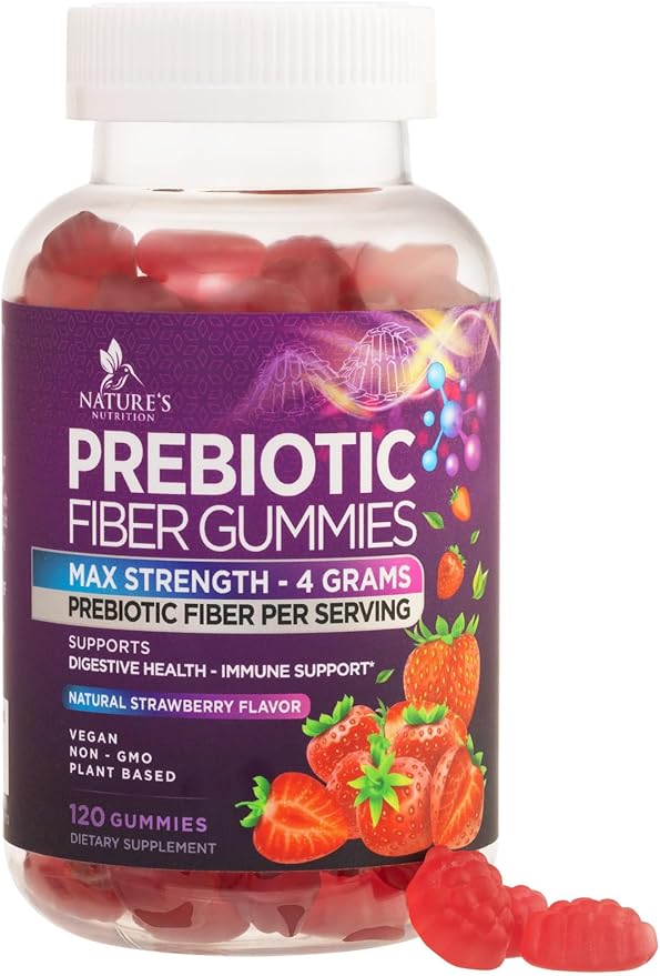Fiber Gummies For Adults - Daily 3X Strength Soulable Fiber 4g Per Serving Gummy Supplement, Prebiotic Gummy Digestive Health Support - Plant Based Fiber Regularity & Digestion Support - 120 Gummies