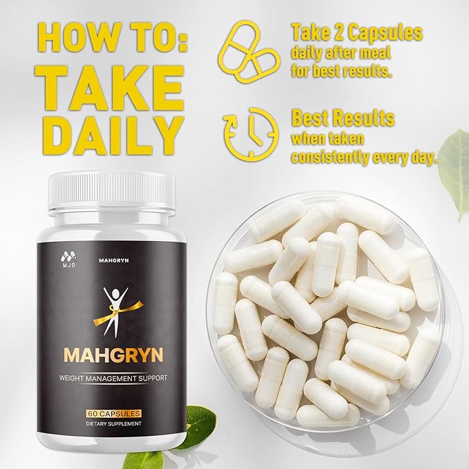Mahgryn Capsules, Official Mahgryn Pills with All Natural Ingredients, Advanced Overall Health and Wellness Vitamin Supplement Formula for Maximum Strength Multivitamin Support (60 Capsules)