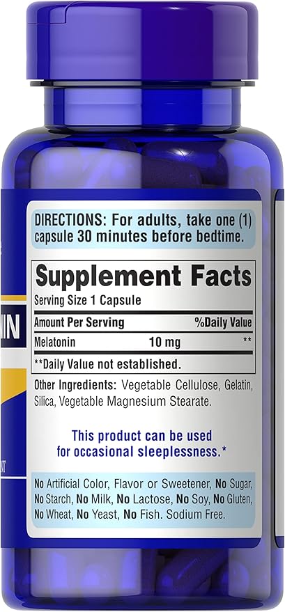 Puritan's Pride Premium Super Strength Melatonin 10mg Sleep Aid, Dietary Supplement for Sound, Restful, and Longer Sleep Support, 2 Month Supply, 60 Rapid Release Capsules (Pack of 3)