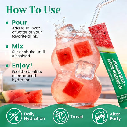 Venture Pal Hydration Packets + Liver Support- Liquid Daily IV Electrolyte Powder Packets with 7 Electrolytes & 5 Vitamins, Milk Thistle + L-Theanine | Sugar-Free | Keto Friendly | Vegan, 16 Sticks