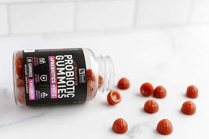 Probiotic Gummies for Adults and Kids (60 Count | 5 Billion CFU) w/Organic Berry Antioxidants & Vitamin C for Immune Support and Digestion gummy- Prebiotics and Probiotics for women Gummies