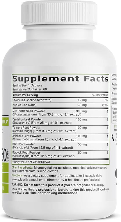 Bronson Liver Detox Advanced Detox & Cleansing Formula Supports Health Liver Function with Milk Thistle, Dandelion Extract, Turmeric, Artichoke Leaf & More, Non-GMO, 60 Vegetarian Capsules