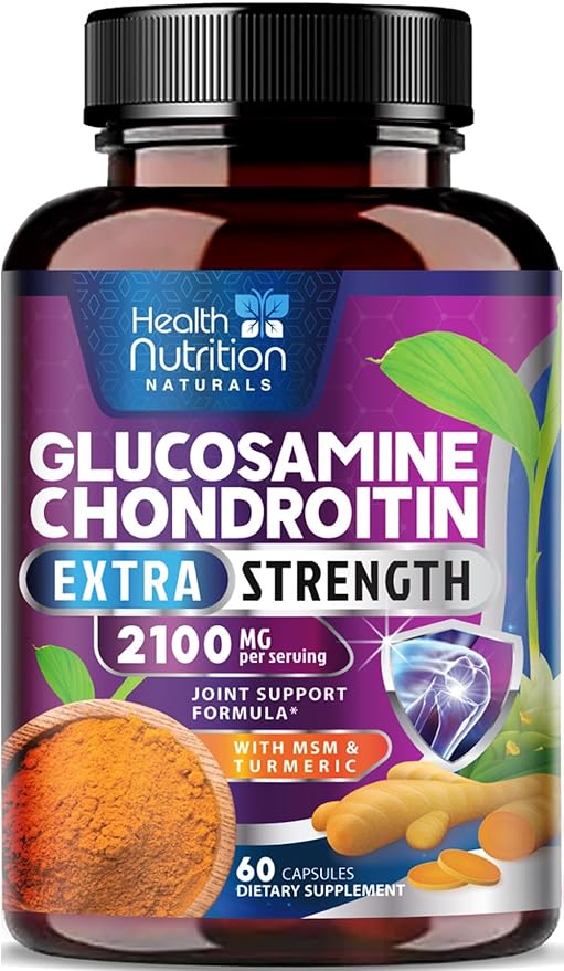 Glucosamine Chondroitin MSM Complex - 3X Strength Joint Support Supplement with Glucosamine Sulfate, Turmeric, Boswellia - For Cartilage, Mobility & Flexibility - Bottled in USA, 60 Capsules