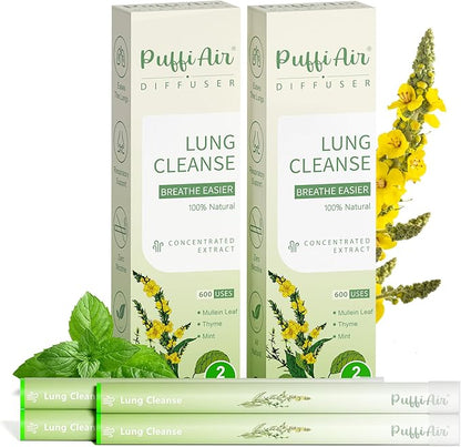 Herbal Diffuser Pen, Detox Diffuser with Mullein, Thyme & Mint for Better Breathing, All Natural Swap - Up to 600 Uses (Varies by Usage), 4 Diffusers, 2 Packs