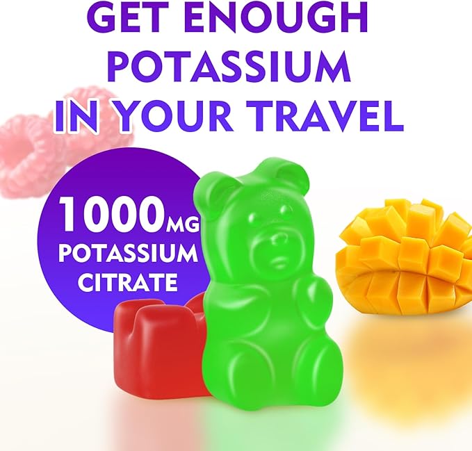Potassium Citrate Gummies, High Potency Potassium Supplement Gummies for Adults Women & Men, Support Leg Cramps & Muscle Health, Sugar-Free, Mixfed Fruit Flavor, 120 Count