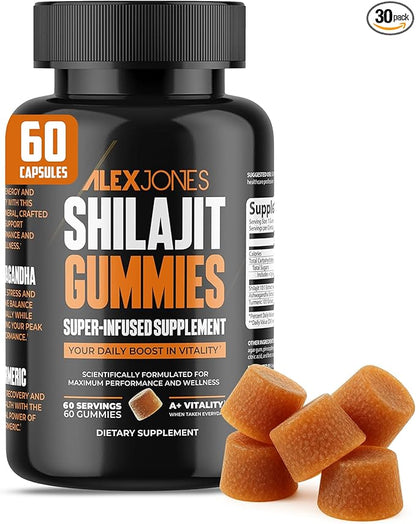 Shilajit Gummies – Men’s Daily Energy & Stamina Booster – Sharper Focus & Strength w/Ashwagandha for Men – Cellular Energy & Performance Supplement – 60 Count