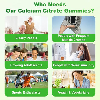 Calcium Citrate Gummies - Chewable Calcium Gummies for Bone, Muscle, Teeth, Immune Support, High Absorption Calcium Supplements for Women & Men Sugar Free Pineapple Flavor 120 Count
