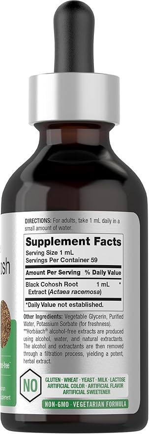 Horbäach Black Cohosh Root Tincture | 2 fl oz | Liquid Extract | Alcohol Free Herb Drops | Vegetarian | Non-GMO, Gluten Free Supplement