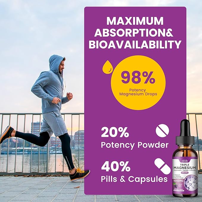 Liquid Magnesium Glycinate Supplement 1000mg, Calm Magnesium Citrate, Taurate Drops with Omega 3, Zinc, Ashwagandha, L-Theanine, Chamomile for Sleep, Mood, Stress Relief, Bone, Muscle, Grape Flavor