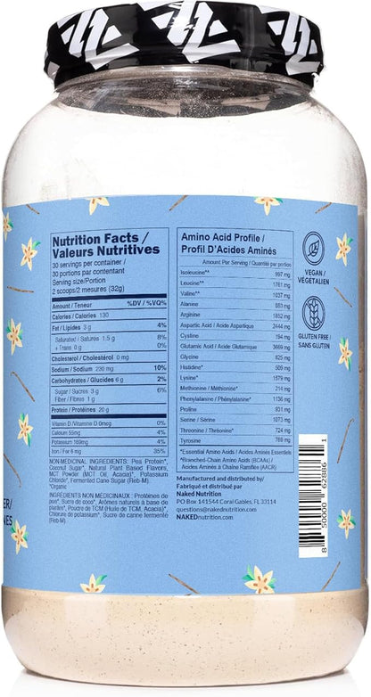 NAKED Shake - Vanilla Protein Powder - Plant Based Protein Shake with Mct Oil, NSF Certified, Gluten-Free, Soy-Free, No Gmos Or Artificial Sweeteners - 30 Servings