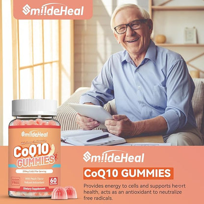 CoQ10 Gummies 200 MG, with Omega-3, EPA + DHA, & Magnesium - Coenzyme Q10 Supplements for Hear-t Health, Cellular Energy & Antioxidant, Vegan - 120 Counts