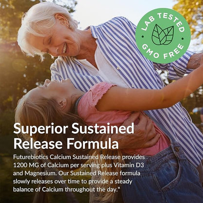 Futurebiotics Calcium 1200 MG Per Serving Sustained Release with Vitamin D3 1000 IU Per Serving Non-GMO, 180 Vegetarian Tablets