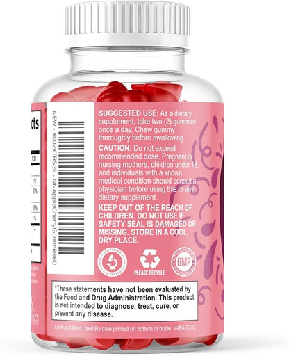 Apple Cider Vinegar Gummies 1000mg Per Serving - Sugar Free ACV Gummy Vitamins Supplement with Vitamin B12 for Energy - Keto Friendly Digestion, Detox, Cleanse Support, Vegan, Non-GMO - 60 Gummies