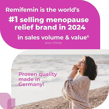 Remifemin Menopause Symptoms Relief - Clinically Proven Ingredients - Menopause Supplements - Black Cohosh - Estrogen-Free - Made in Germany - 60 Tablets