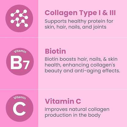 Sanar Naturals Collagen Pills with Biotin, Vitamin C - Supports Healthy Hair, Skin and Nails - Boost Hair Growth & Strong Nails - Collagen Biotin Supplement, 150 Capsules