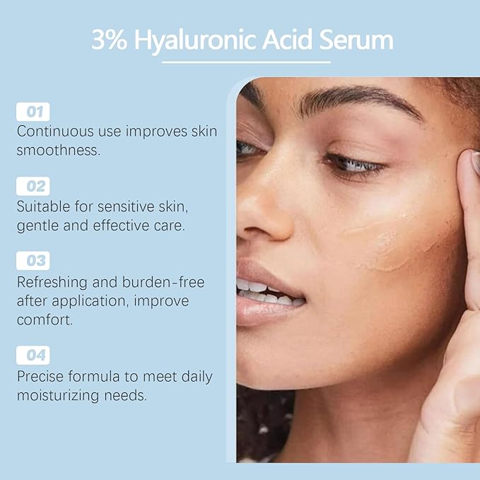 30PCS Ultra Hydrating Serum 3% - Hyaluronic Acid Smoother Face Serum, Enriched Hyaluronic Acid, Collagen, Vitamin E Moisturizing, Plump, Fine Lines, Wrinkles, Repair for All Skin