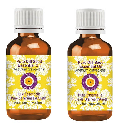 Deve Herbes Pure Dill Seed Essential Oil (Anethum graveolens) Steam Distilled (Pack of Two) 100ml X 2 (6.76 oz)
