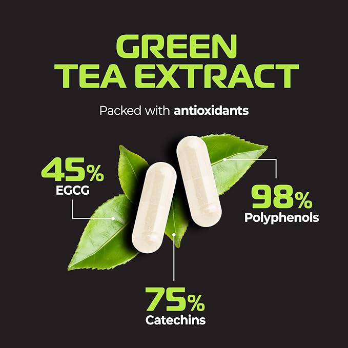 Green Tea Weight Loss Pills | 45% EGCG Green Tea Extract | Fat Burner, Appetite Suppressant & Metabolism Booster for Women & Men | Jitter-Free Energy Support | Vegan Weight Loss Supplements | 120 Ct
