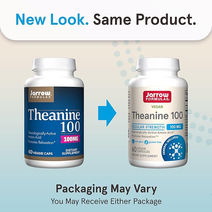Jarrow Formulas® Regular Strength Theanine 100 mg, Dietary Supplement, 60 Capsules, 60 Day Supply