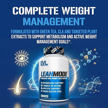 EVL Weight Loss Support Pills - Premium Multipurpose Appetite Metabolism and Fat Loss Support for Men and Women - LeanMode with Green Coffee Bean Extract CLA and Garcinia Cambogia - 50 Servings
