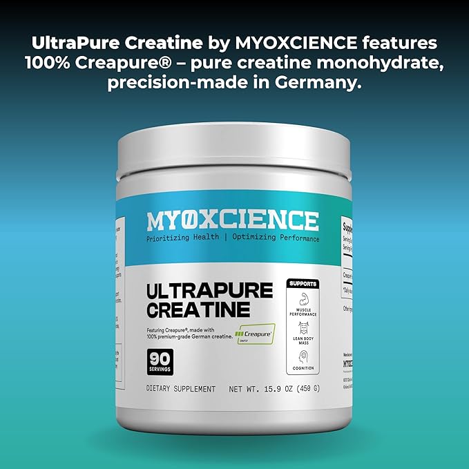 MYOXCIENCE Creapure® Creatine | 5 Grams German Creatine Monohydrate Per Serving | Supports Muscle Performance, Lean Body Mass, & Cognition (90 Serving Jar)