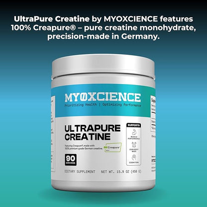 MYOXCIENCE Creapure® Creatine | 5 Grams German Creatine Monohydrate Per Serving | Supports Muscle Performance, Lean Body Mass, & Cognition (90 Serving Jar)
