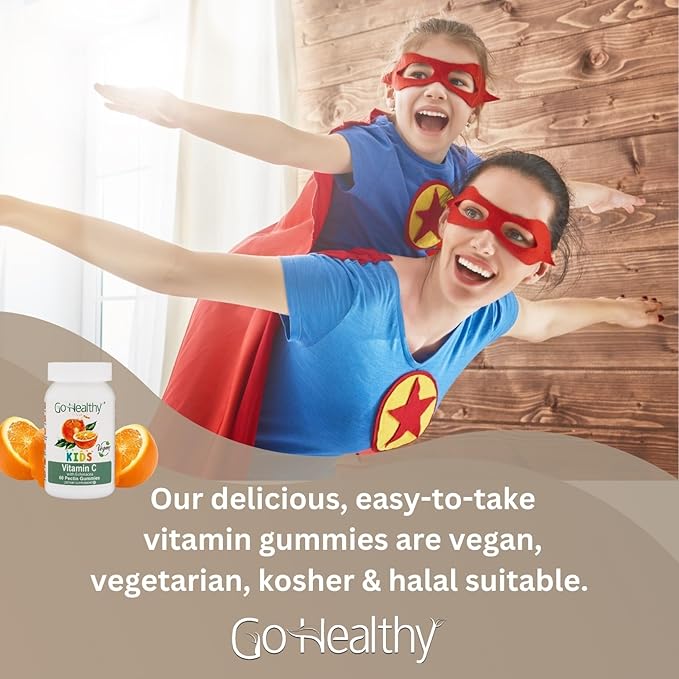 Go Healthy Vitamin C Gummies for Kids, Immune Support, Children Vitamin Gummies, Toddler, Kids Vitamins, Kosher, Halal, Tasty Gummy - 60 Servings