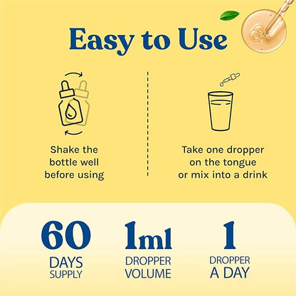 Liquid Collagen for Women and Men with Biotin - 30,000mcg Hydrolyzed Collagen Liquid Peptides Supplement plus Biotin for Hair, Skin, Nail Support - Sublingual Drops or in Drinks - Natural Lemon, 2 oz