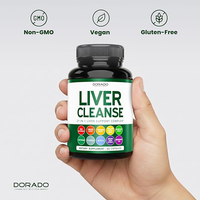Liver Cleanse Detox & Repair (27 in 1 Formula - Milk Thistle, Dandelion Root, Turmeric, Artichoke Extract & More) - Detox Cleanse Supplement, Liver Support for Adults, Vegan - 60 Capsules