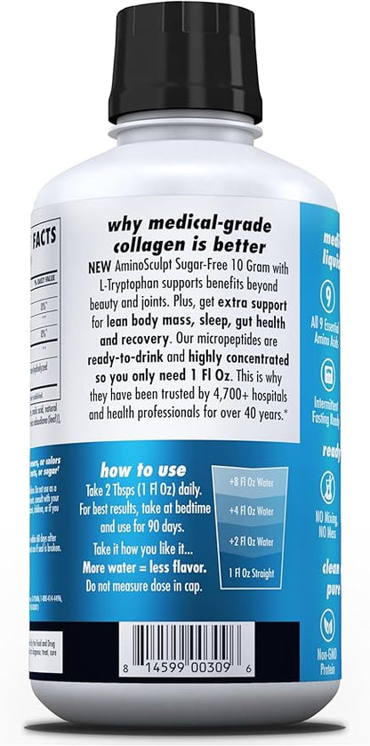 HEALTH DIRECT – AminoSculpt Liquid Collagen Micropeptides – 28 FL Oz – 28 Servings – 10 Grams of Premium Medical-Grade Liquid Collagen for Women – Strawberry Banana