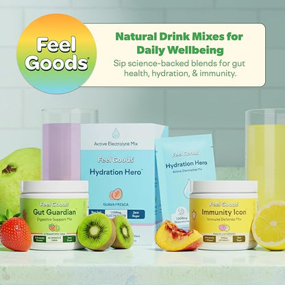Feel Goods Gut Guardian, Gut Health Powder Drink Mix - Probiotic Fiber Powder with Prebiotics & L Glutamine for Digestive Health, Bloating Relief & Digestion Support - Zero Sugar & Organic Flavor