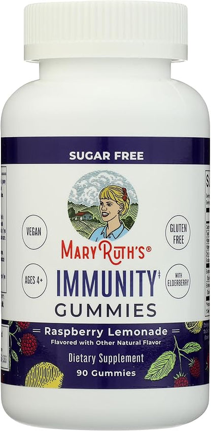 MARYRUTH'S Sugar Free Immunity Gummies | Powerful Blend | Elderberry Vitamin C & Zinc | Vitamin D3 & Echinacea | Immune Support Supplement | Gummies for Kids & Adults | Vegan | Non GMO | 90ct