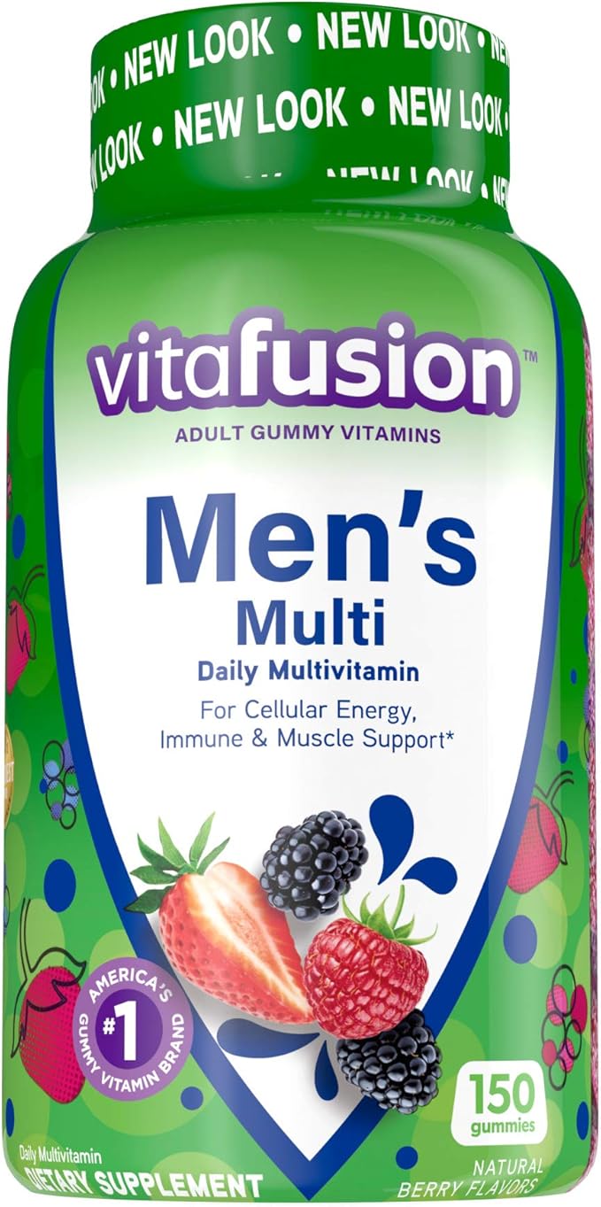 Vitafusion Men's Multivitamins | 150 Adult Gummies | with Vitamins A, B, C, D, E | Berry Flavor | Gluten Free Supplement