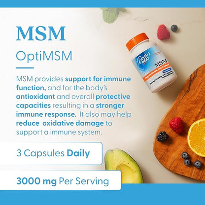 Doctor's Best MSM Supplement Capsules for Men & Women - Supports Hair, Skin, Nails, Joint Health & Mobility, 3000 mg Per Serving, Delivers Beneficial Sulfur w/ OptiMSM, Gluten Free, Non GMO - 360 Caps