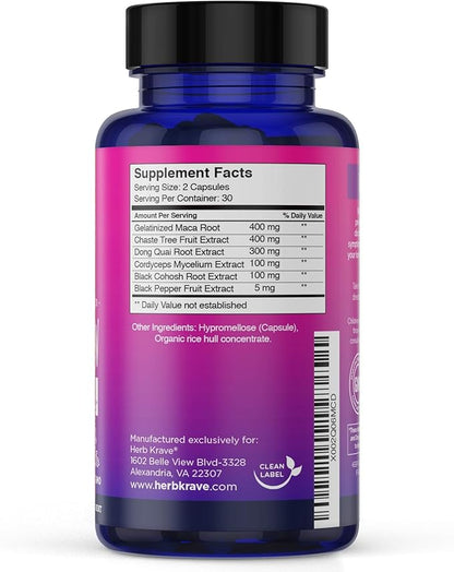 Flow and Glow Natural Hormone Balance for Women - PMS & Menopause Relief for Cramps, Mood Swings & Night Sweats with Donq Quai & Black Cohosh for Menopause - 60 Vegan Capsules (2 Pack)