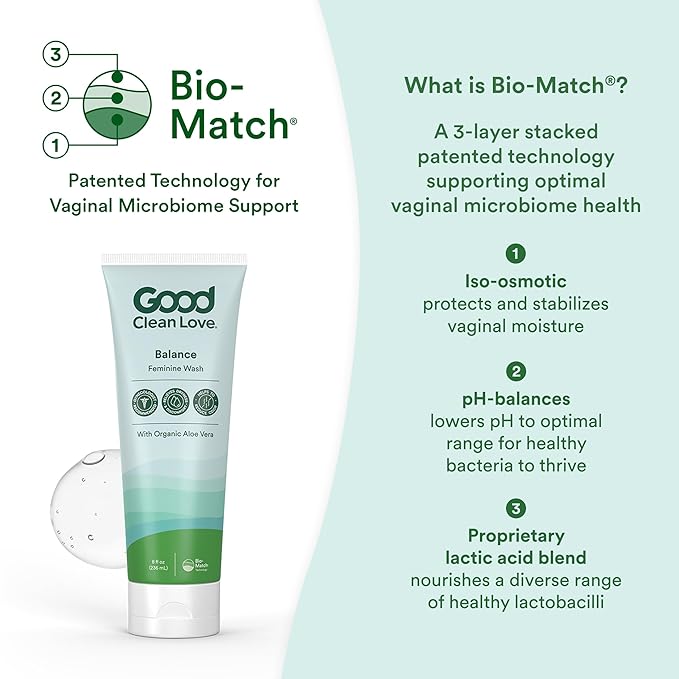 Good Clean Love Balance Feminine Wash, pH-Balanced Vaginal Moisturizer Cleanser for Women with Natural Ingredients, Gentle Cleansing Feminine Care Product, Reduces Vaginal Dryness & Odor, 8 Oz