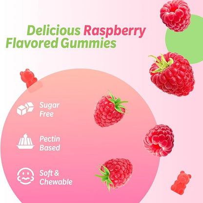 200MG Magnesium Glycinate Gummies, High Absorption Magnesium Glycinate Supplements for Relaxation, Raspberry Flavor 2 Pack, 120 Count