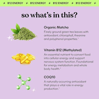 Lemme Matcha Superfood Energy Gummies with Organic Matcha Green Tea, Vitamin B12 and Antioxidant Coenzyme Q10 to Support Cellular Energy, Metabolism & Healthy Skin - Gluten Free, Non GMO (60 Count)
